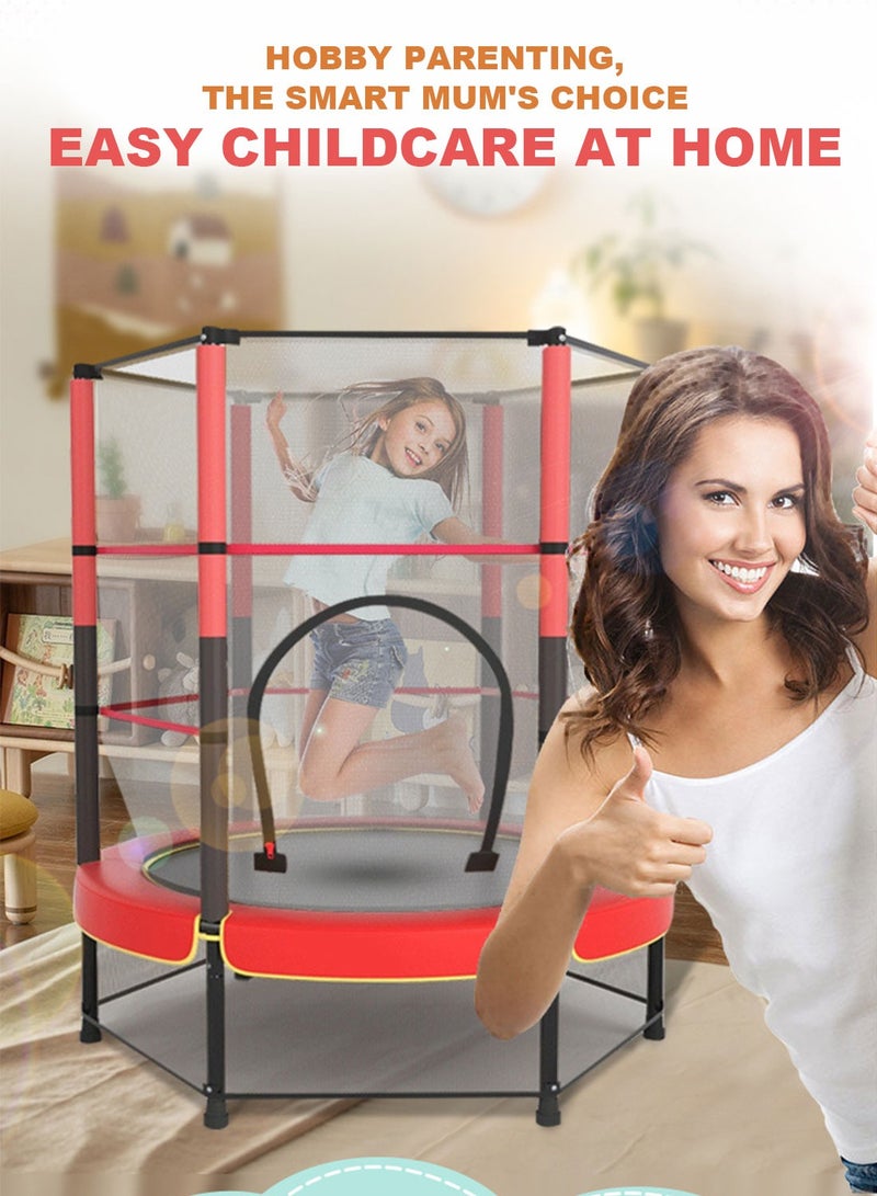 ما بيبي ترامبولين للأطفال، ترامبولين صغير الحجم للاستخدام الداخلي والخارجي مع طوق كرة السلة، وغطاء أمان، ترامبولين مع شبكة ألعاب ترامبولين للأطفال - Image 4