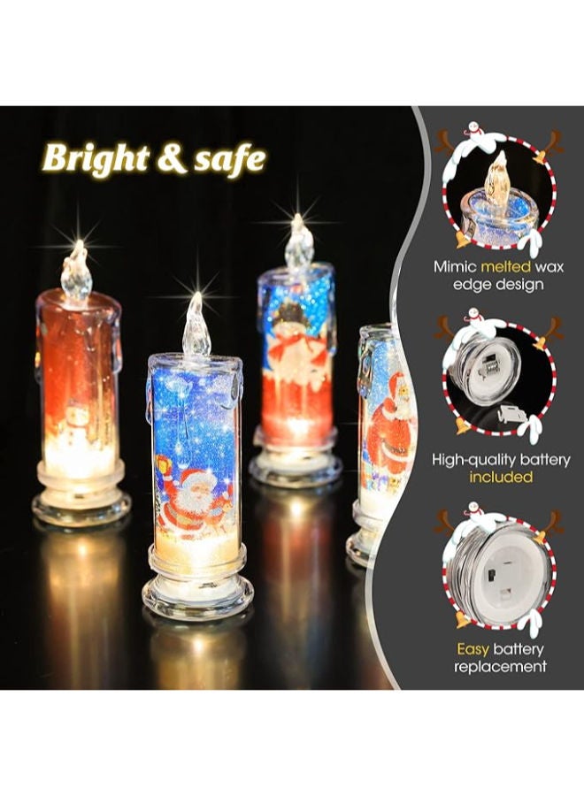 Christmas Flameless Candles with Santa Claus, Snowman,Decals Set of 4 - Image 3