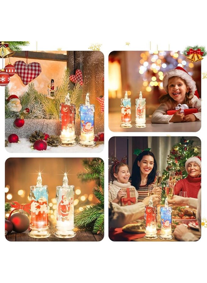 Christmas Flameless Candles with Santa Claus, Snowman,Decals Set of 4 - Image 4