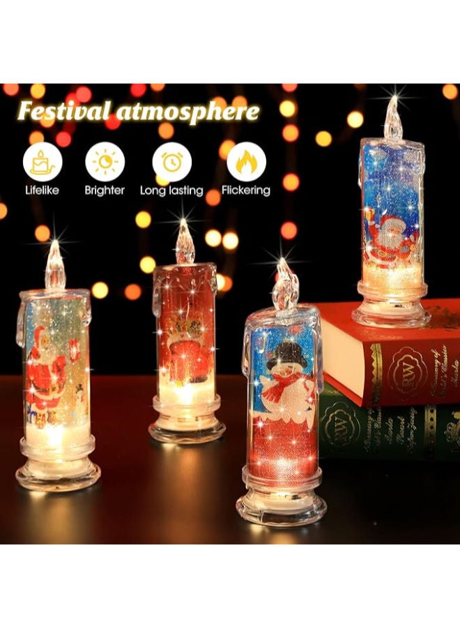 Christmas Flameless Candles with Santa Claus, Snowman,Decals Set of 4 - Image 2