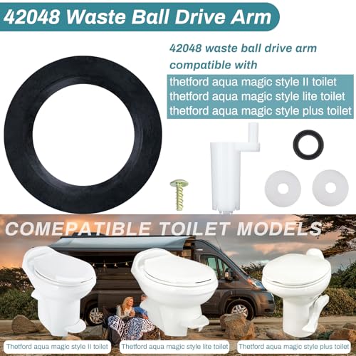 Knocokie 42048 Waste Ball Drive, Waste Ball Drive Arm Kit Compatible with thetford Aqua Magic Style Lite, Style II, Style Plus Toilet, Include Closet Flange Seal, Drive Arm, Screw - Added - Image 2