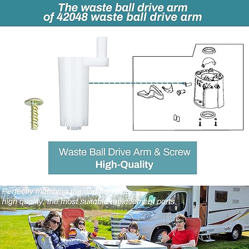 Knocokie 42048 Waste Ball Drive, Waste Ball Drive Arm Kit Compatible with thetford Aqua Magic Style Lite, Style II, Style Plus Toilet, Include Closet Flange Seal, Drive Arm, Screw - Added - Image 4
