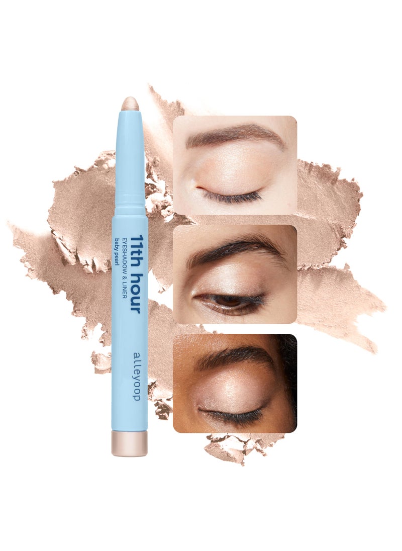 ALLEYOOP ALLEYOOP 11th Hour Waterproof Cream Eyeshadow Stick - Long-Lasting Eye Shadow & Eyeliner, Cream to Powder Eye Brightener & Highlighter Pencil Makeup for Women - Smudge-Proof, Baby Pearl (Shimmer) 