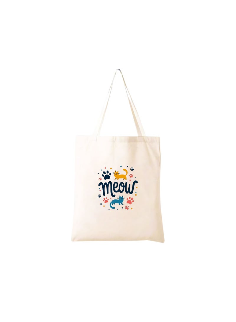 PRINTSHOP4ME International Cat Day Cotton Tote Bag–Eco-Friendly,Reusable Bag|Durable With Cat-Themed Design|Ideal For Daily,Travel And Gifts Cat Lovers - Image 1