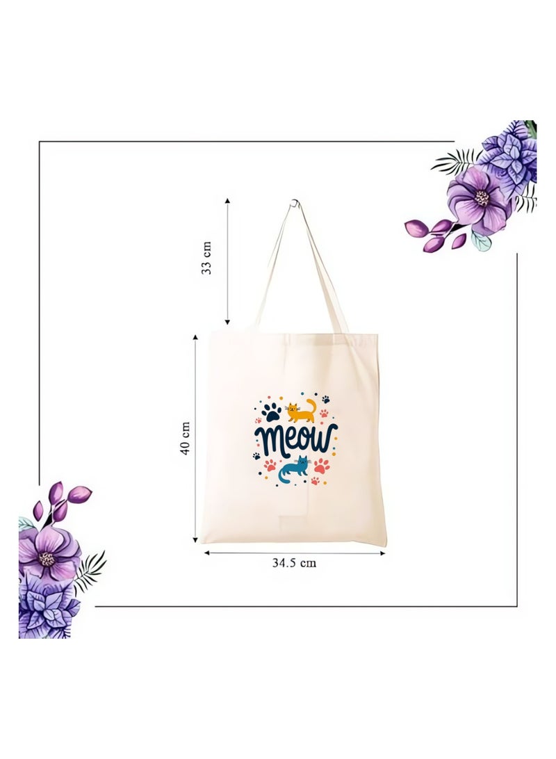 PRINTSHOP4ME International Cat Day Cotton Tote Bag–Eco-Friendly,Reusable Bag|Durable With Cat-Themed Design|Ideal For Daily,Travel And Gifts Cat Lovers - Image 4