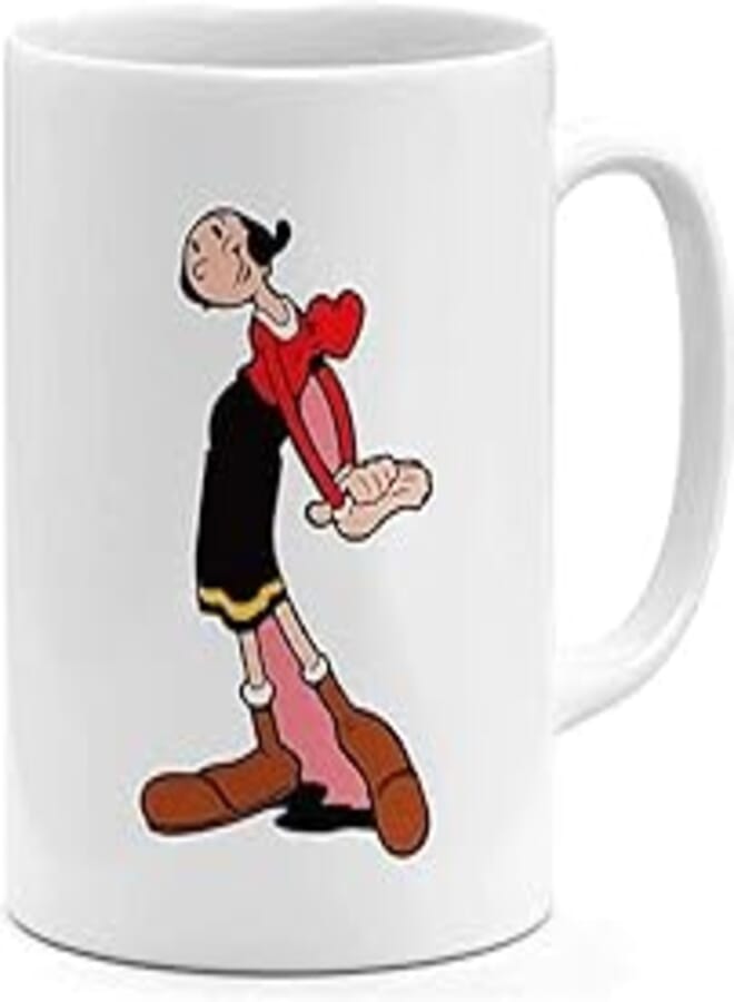 RYN RYN PRINTED DESIGN Olive From Popeye Coffee Mug Cartoon Network Girl Friend Popeye 11Oz Ceramic Novelty Mug White