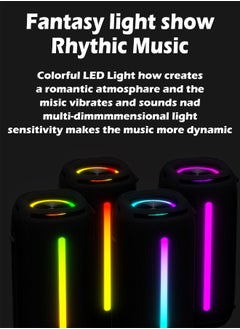 ZCM-HAPPY Portable Wireless Bluetooth Speaker - LED Melody Lights, Heavy Bass, IPX6 Waterproof, Portable with Bluetooth 5.3 and 3000 mAh Long Battery Life  - Image 3
