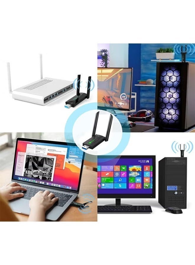جوي فوكس محول واي فاي لاسلكي USB، جهاز استقبال خارجي للشبكة اللاسلكية ثنائي النطاق 5.8/2.4 جيجاهرتز بسرعة 1300 ميجابت في الثانية لأجهزة الكمبيوتر/الكمبيوتر المكتبي/الكمبيوتر المحمول/الكمبيوتر اللوحي، يدعم أنظمة التشغيل Windows 11/10/8/7/Vista/XP - Image 5