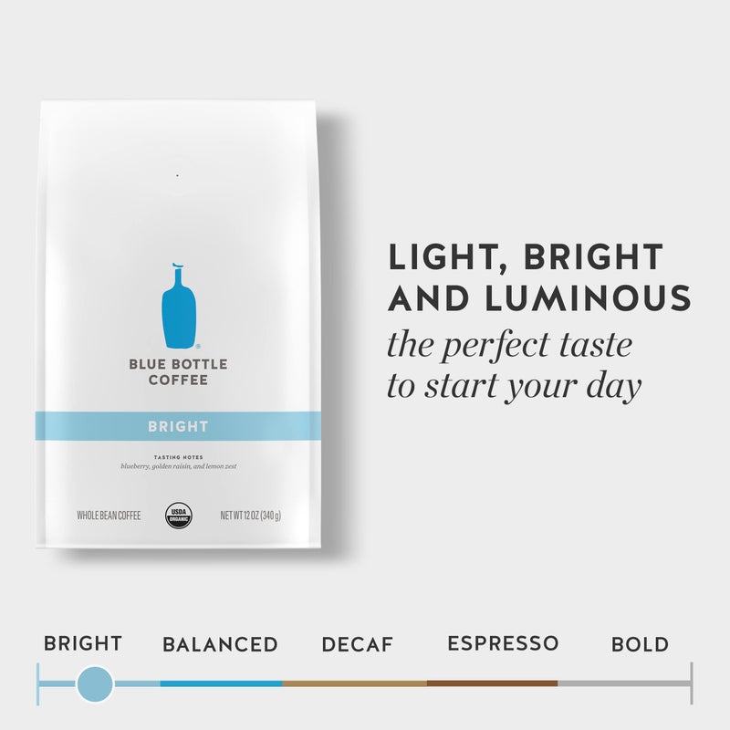 blue bottle coffee Blue Bottle Whole Bean Organic Coffee, Bright, Light Roast, 12 Ounce Bag (Pack of 1) - Image 3
