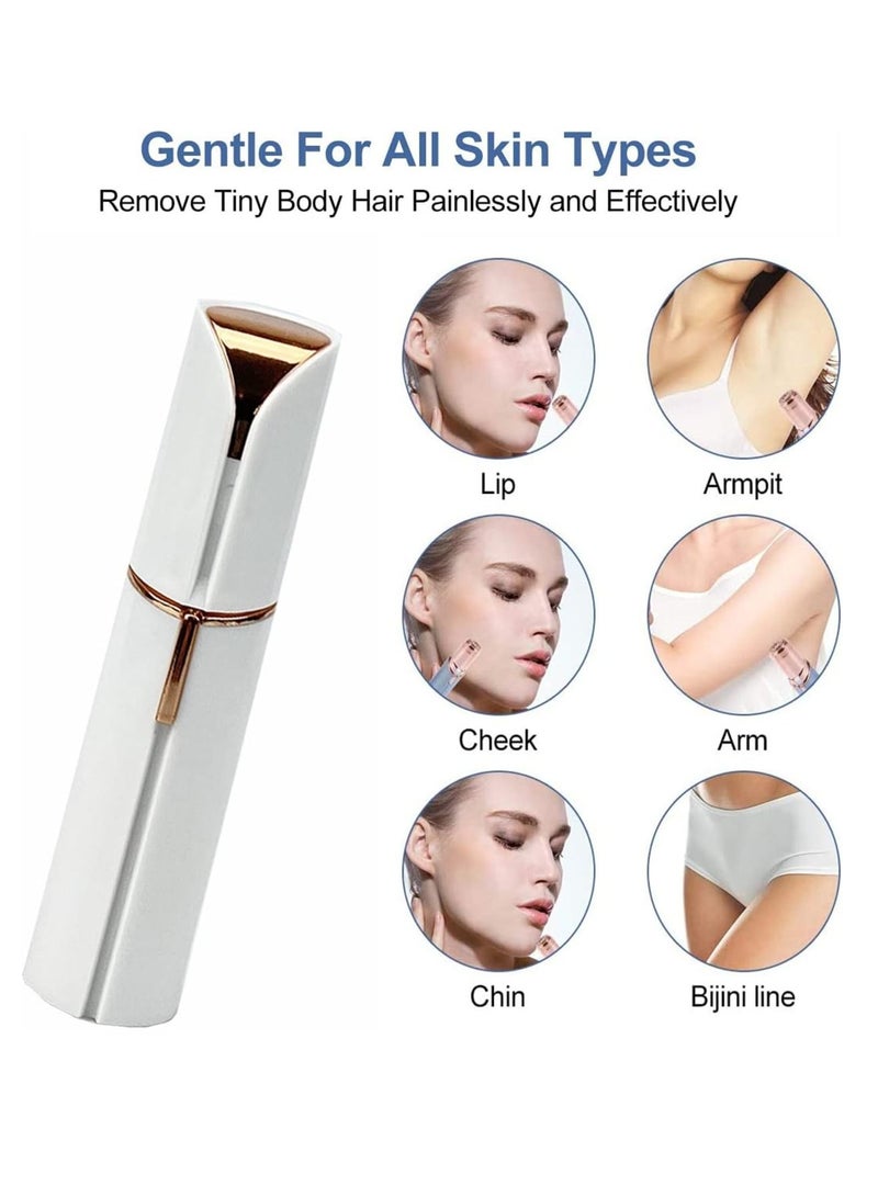 Electric Facial Hair Remover, Women’s Portable Facial Hair Trimmer, Best Painless Flawless Hair Remover for Women Bikini Area, Peach Fuzz, Upper Lip, Arm (White)