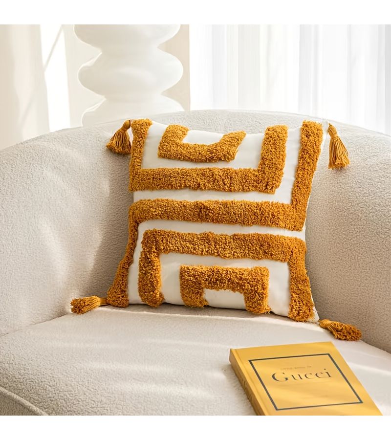 Bohemian Tufted Geometric Throw Pillow Cushion 17x17in for Sofa - Image 2