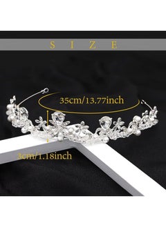 Oriamour Crystal Tiaras and Crowns Headband For Women Birthday Pageant Wedding Prom Princess Crown Bridal Tiara With Clear Beads,Wedding Tiara for Bride (Silver)  - Image 4