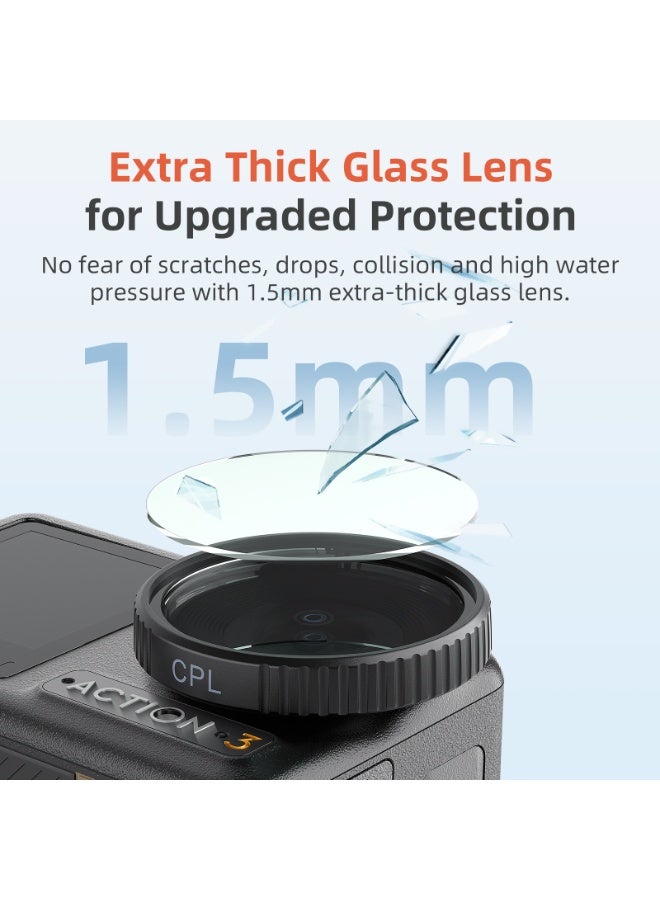 aMagisn مجموعة فلاتر كاميرا لـ DJI Osmo Action 5 Pro/4/3 – ND8 ND16 ND32 CPL مضاد للانعكاس والخدوش، تصوير واضح، عدسة فلتر لتصوير كاميرات الأكشن - Image 5