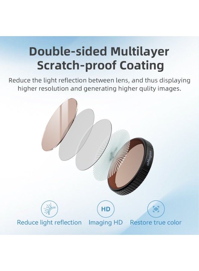 aMagisn مجموعة فلاتر كاميرا لـ DJI Osmo Action 5 Pro/4/3 – ND8 ND16 ND32 CPL مضاد للانعكاس والخدوش، تصوير واضح، عدسة فلتر لتصوير كاميرات الأكشن - Image 2