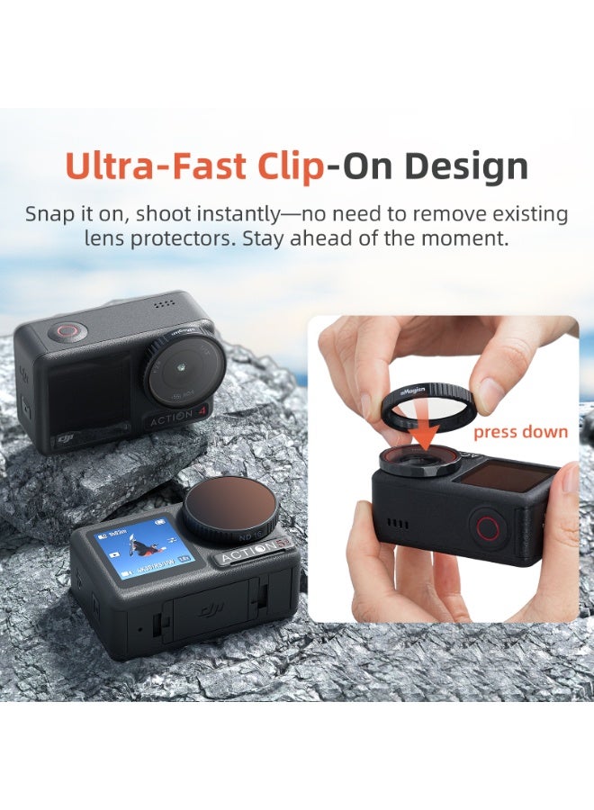 aMagisn مجموعة فلاتر كاميرا لـ DJI Osmo Action 5 Pro/4/3 – ND8 ND16 ND32 CPL مضاد للانعكاس والخدوش، تصوير واضح، عدسة فلتر لتصوير كاميرات الأكشن - Image 3