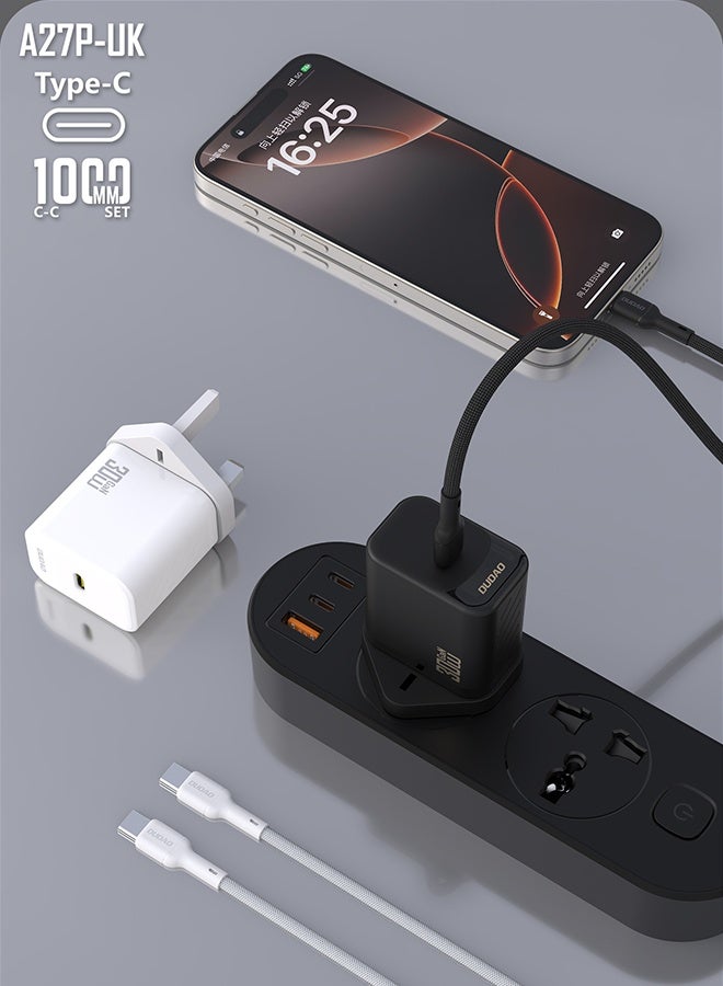 DUDAO 30W GaN Fast Charger, Power Adapter with USB-C to USB-C Cable, PD Wall Charger with 9-Layer Safety Protection, Low-Heat Smart Temperature Control, Compatible with iPhone, Samsung, Huawei, Xiaomi & More - Image 2