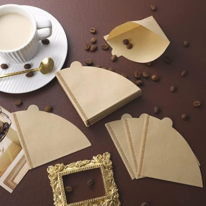 ريحني فلتر القهوة 100 عداد V60 ورق قهوة فلتر قهوة غير مبيض وورق للصب والتنقيط ماكينة قهوة 24 كوبا - Image 3