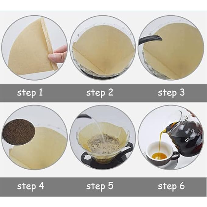 ريحني فلتر القهوة 100 عداد V60 ورق قهوة فلتر قهوة غير مبيض وورق للصب والتنقيط ماكينة قهوة 24 كوبا - Image 4