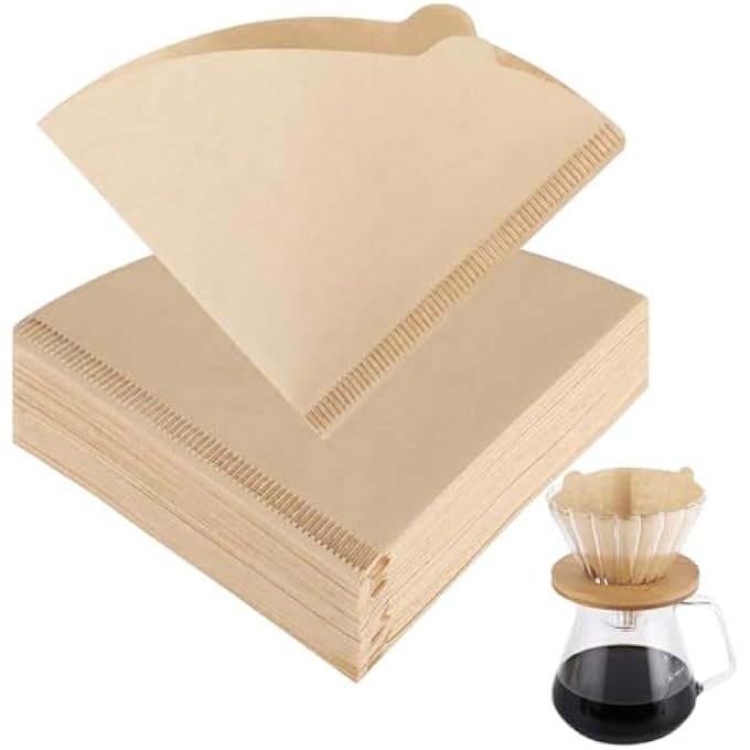 ريحني فلتر القهوة 100 عداد V60 ورق قهوة فلتر قهوة غير مبيض وورق للصب والتنقيط ماكينة قهوة 24 كوبا - Image 1