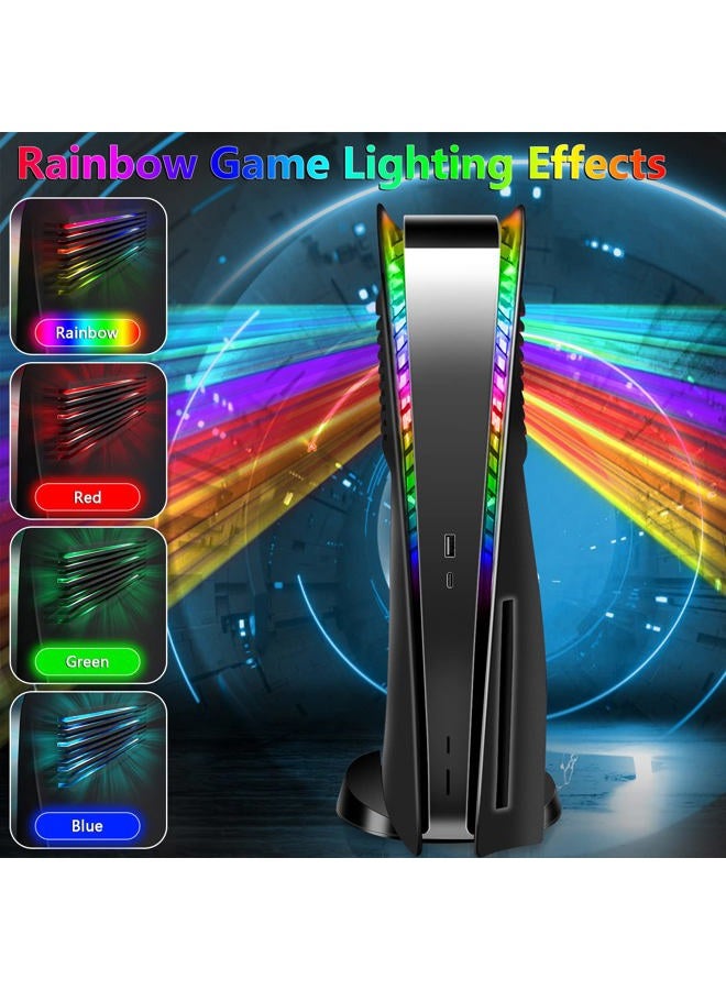 SIKEMAY PS5 Console Plates with Vent and RGB LED Light Strip, Accessories 400+ Effects LED Light Ring Console Cover for Playstation 5, PS5 Side Plates Hard Shockproof Anti-Scratch Shell - Image 2