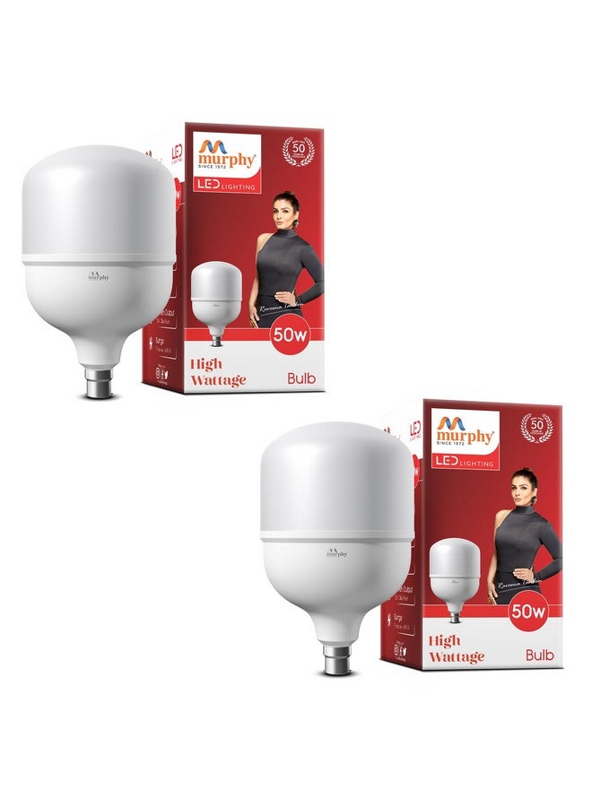 MURPHY مصباح جلوب LED بقاعدة B22 بقوة 50 واط (عبوة من 2، أبيض بارد) - Image 1