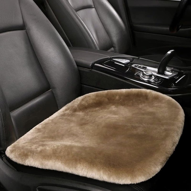 LLB Genuine Sheepskin Car Seat Cushion Seat Covers for Cars Trucks SUV Comfort Seat Protector Pad for Car Driver Seat Car Accessories for Women Office Chair Car Decor Tan Front Seat Cushion1 Pc