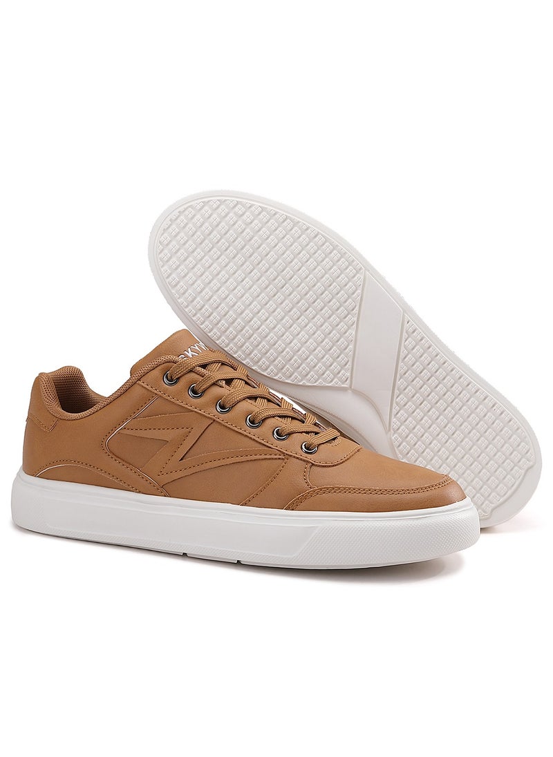 Sky View - Athlesiure Men's Classic Low Top Shoes Fashion Sneaker with Soft Insole Causal Dress Shoes for Men Comfortable Walking Skate Shoes Brown - Image 1
