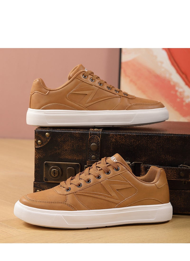 Sky View - Athlesiure Men's Classic Low Top Shoes Fashion Sneaker with Soft Insole Causal Dress Shoes for Men Comfortable Walking Skate Shoes Brown - Image 1