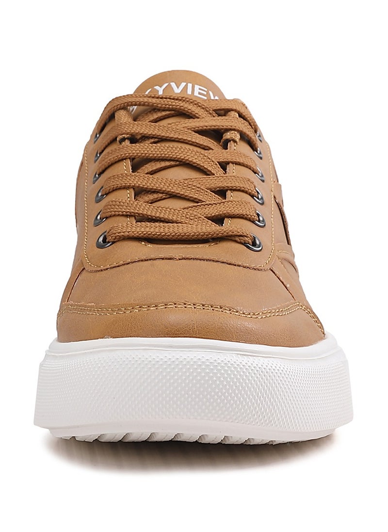 Sky View - Athlesiure Men's Classic Low Top Shoes Fashion Sneaker with Soft Insole Causal Dress Shoes for Men Comfortable Walking Skate Shoes Brown - Image 1