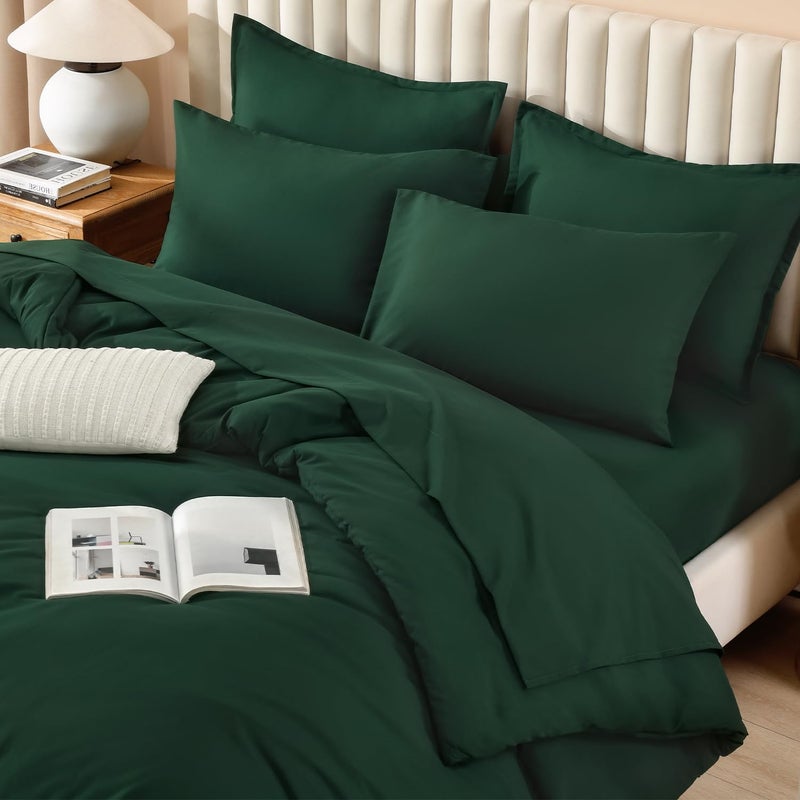 Litanika King Size Comforter Set Dark Emerald Green - 7 Pieces Bed in a Bag King Bedding Comforter Sets, Solid Lightweight Bed Set with Comforter, Sheets, Pillowcases & Shams - Image 3