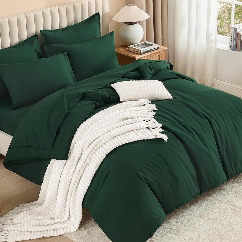 Litanika King Size Comforter Set Dark Emerald Green - 7 Pieces Bed in a Bag King Bedding Comforter Sets, Solid Lightweight Bed Set with Comforter, Sheets, Pillowcases & Shams - Image 2