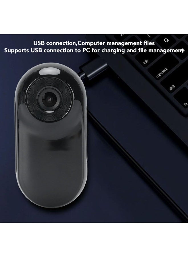 شابية كاميرا رياضية صغيرة بدقة 1080 بكسل، كاميرا أكشن صغيرة مع بطاقة ذاكرة مدمجة 64 جيجابايت، بحجم الإبهام، كاميرات مدمجة للعمل والسفر وركوب الدراجات والحيوانات الأليفة، طوق كاميرا للقطط (يحتوي على بطاقة ذاكرة 64 جيجابايت، كابل بيانات، محول، غطاء سيليكون، قاعدة، مشبك خلفي، حامل دراجة، أسود) - Image 3