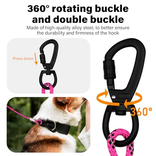ZHOMA 4/5/6 FT Chew Proof Dog Leashes with Comfortable Handle, Steel Cable Lead for Control Large or Medium Dogs Walk and Train, Heavy Duty with Rotate Clasp and Double Buckle - Image 3