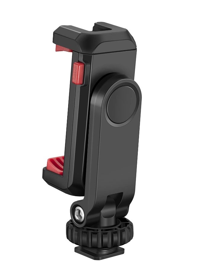 Generic Adjustable Cell Phone Tripod Mount Adapter with Dual Cold Shoe Holders, 360° Rotatable Rubber Pad Clip for iPhone and Samsung, Perfect for Video Live Streaming and Vlogging Rig.  - Image 1