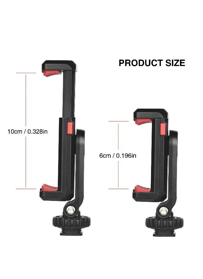 Generic Adjustable Cell Phone Tripod Mount Adapter with Dual Cold Shoe Holders, 360° Rotatable Rubber Pad Clip for iPhone and Samsung, Perfect for Video Live Streaming and Vlogging Rig.  - Image 5