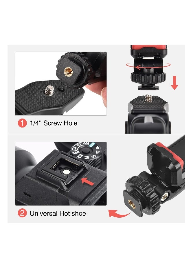 Generic Adjustable Cell Phone Tripod Mount Adapter with Dual Cold Shoe Holders, 360° Rotatable Rubber Pad Clip for iPhone and Samsung, Perfect for Video Live Streaming and Vlogging Rig.  - Image 4