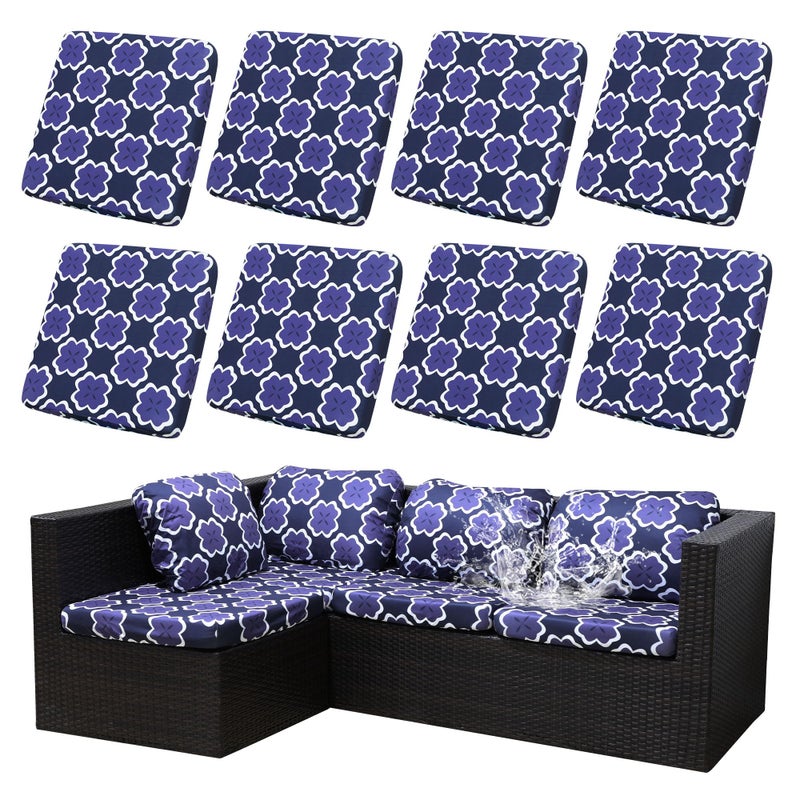 SUKAIKEQA Outdoor Cushion Covers Set,8PCS Waterproof Patio Furniture Couch Seat Slipcovers, Replacement for Sofa Sectional Chair(Coverï¼ŒOnly) - Image 1