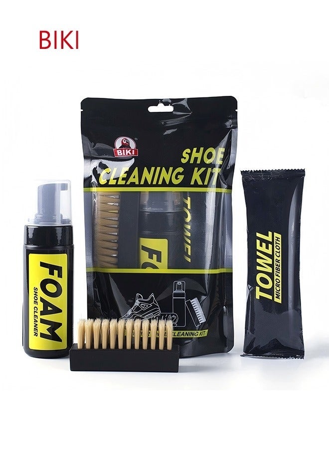 بيكي مجموعة تنظيف الأحذية بيكي، مُنظِّف الرشاقة بدون ماء خاصة بالحذاء الرياضي (5.3 أونصة) مع فرشاة الأحذية ومعدة من الفايبر الدقيق، مجموعة تنظيف حذاء رياضي عالية الجودة المحمولة، تعمل على معظم أنواع الأحذية - Image 1