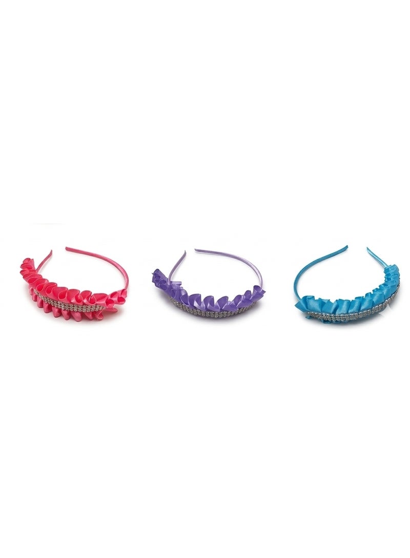 Princess Hairband Collection – Premium Ruffled Satin Bands Encrusted with Sparkling Crystals in Vibrant Colors for a Magical Look!