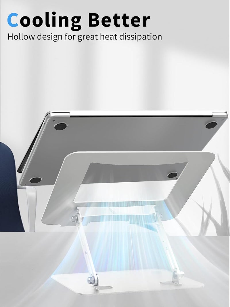 SOUNDANCE Laptop Stand for Desk with Stable Heavy Base, Adjustable Height Multi-Angle, Ergonomic Metal Riser Holder, Foldable Mount Elevator, Compatible with 10 to 15.6 Inches PC Computer, Silver - Image 3