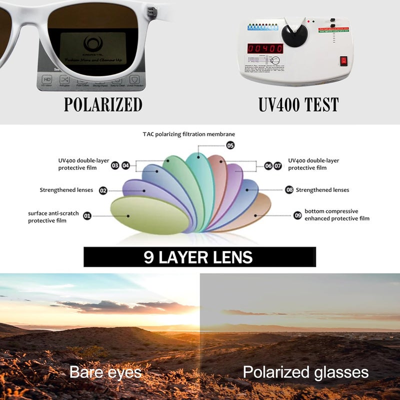 KANASTAL Polarized Sunglasses Men, Fashion Square Sun Glasses Women, Classic Shades for Womens, Driving Fishing Outdoor 100% UV400 Protection - Image 5
