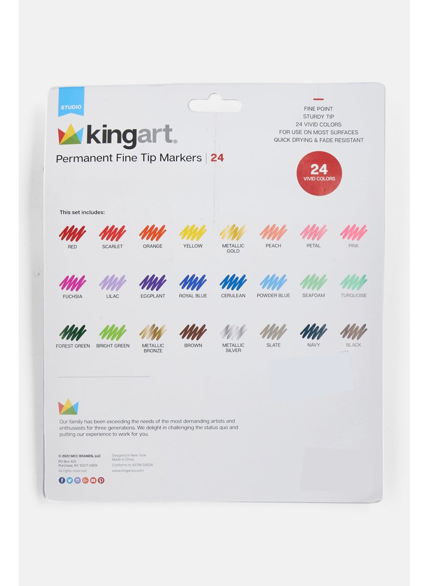 KINGART - 24 Pieces Permanent Fine Tip Markers Set , Grey Combo - Image 1