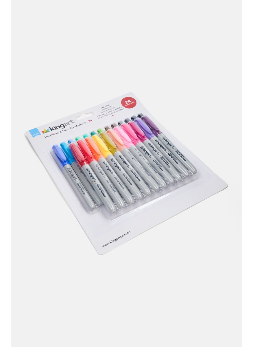 KINGART - 24 Pieces Permanent Fine Tip Markers Set , Grey Combo - Image 1