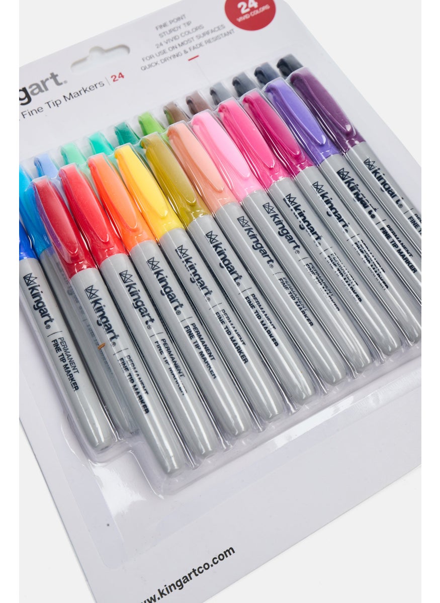 KINGART - 24 Pieces Permanent Fine Tip Markers Set , Grey Combo - Image 1