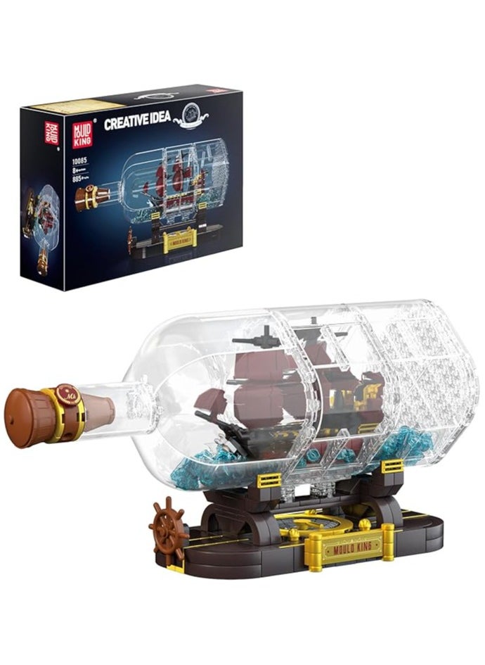 mould king - 10085 Corsair in a Bottle, Stacked Blocks Queen's Revenge sailboat, Clamped Blocks Collection boat Model, gifts for 8-year-olds (885 pieces) - Image 1
