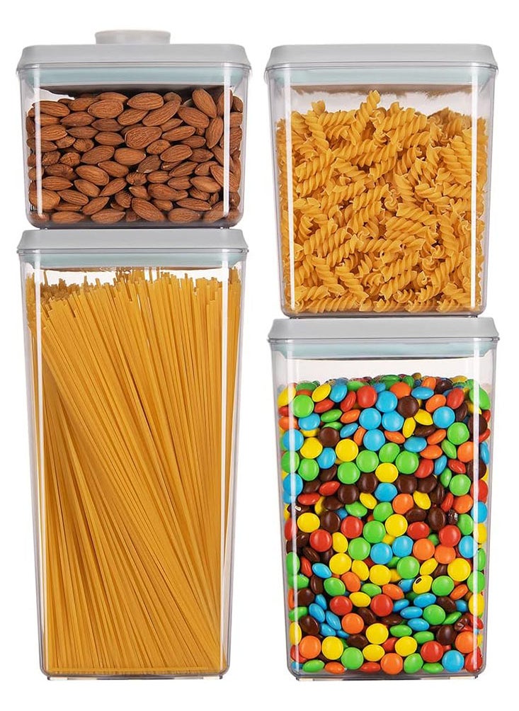 Perfii - 4 Pieces BPA-Free Airtight Storage Container Set, Transparent Canisters for Pantry Organization and Bulk Dry Food Storage - Image 1
