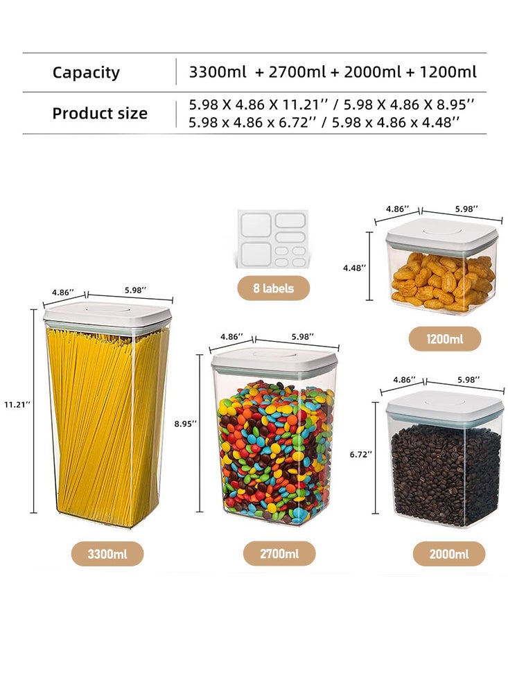 Perfii - 4 Pieces BPA-Free Airtight Storage Container Set, Transparent Canisters for Pantry Organization and Bulk Dry Food Storage - Image 1