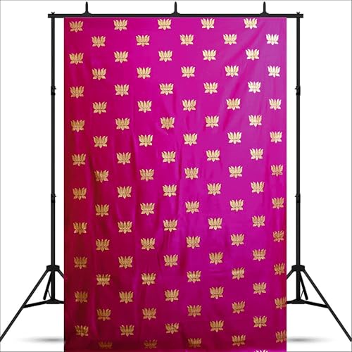 Party Baazaar Pink Backdrop Cloth for Decoration | Puja Background Decoration Cloth | Traditional Backdrop (Pack of 1, Multicolor, Size: 8x5 Feet) - Image 2