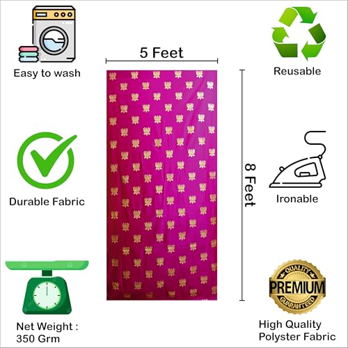 Party Baazaar Pink Backdrop Cloth for Decoration | Puja Background Decoration Cloth | Traditional Backdrop (Pack of 1, Multicolor, Size: 8x5 Feet) - Image 5