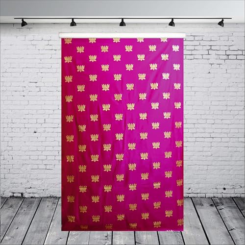 Party Baazaar Pink Backdrop Cloth for Decoration | Puja Background Decoration Cloth | Traditional Backdrop (Pack of 1, Multicolor, Size: 8x5 Feet) - Image 1
